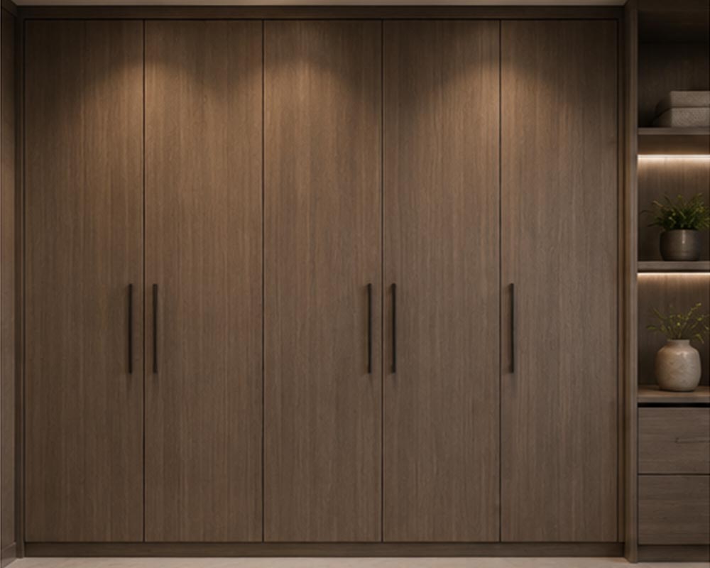 Built-in wardrobe wrapping with premium interior film in Dubai