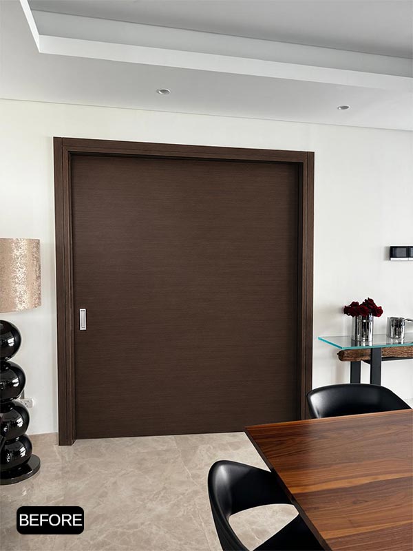 Large sliding door before vinyl wrapping in Dubai