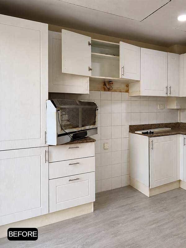 Kitchen cabinets & Countertop before kitchen wrapping project in Dubai